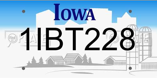 1IBT228 Iowa License Plate