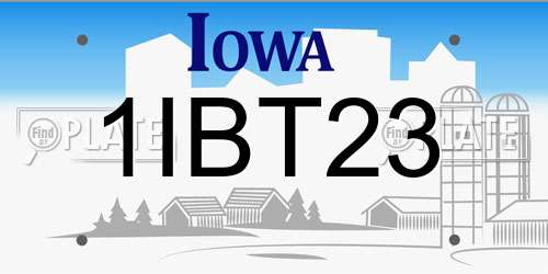 1IBT23 Iowa License Plate