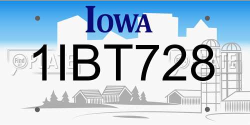 1IBT728 Iowa License Plate