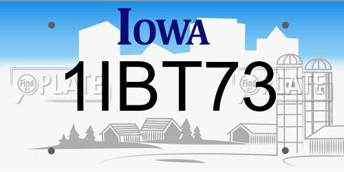 1IBT73 Iowa License Plate