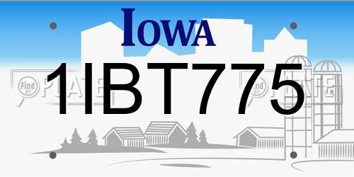 1IBT775 Iowa License Plate