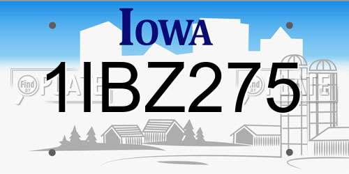 1IBZ275 Iowa License Plate