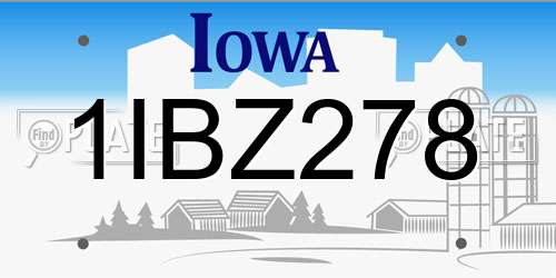 1IBZ278 Iowa License Plate