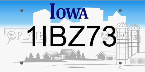 1IBZ73 Iowa License Plate