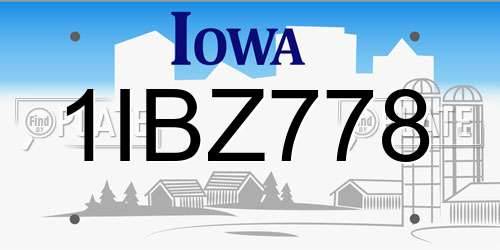 1IBZ778 Iowa License Plate