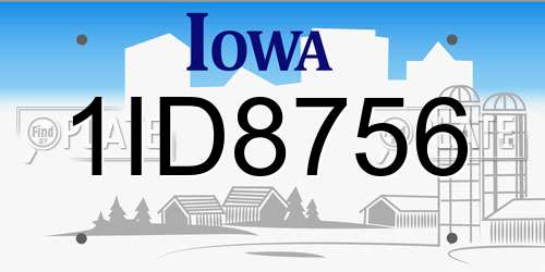 1ID8756 Iowa License Plate