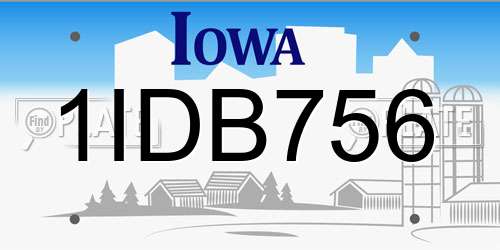 1IDB756 Iowa License Plate