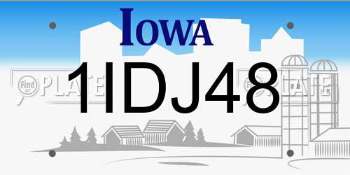 1IDJ48 Iowa License Plate