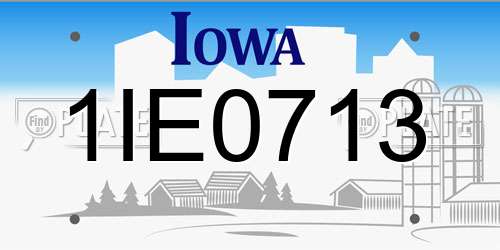 1IE0713 Iowa License Plate