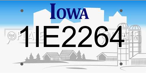 1IE2264 Iowa License Plate