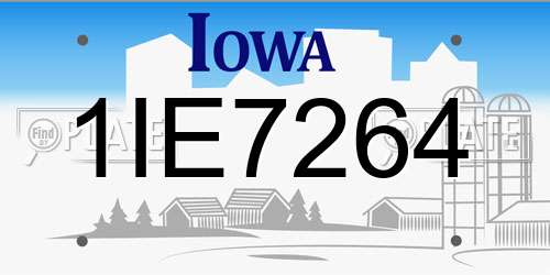 1IE7264 Iowa License Plate