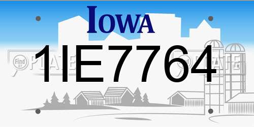 1IE7764 Iowa License Plate