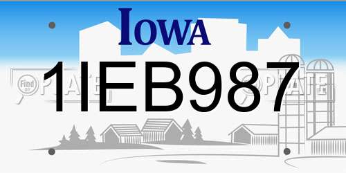 1IEB987 Iowa License Plate