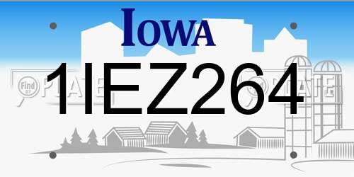 1IEZ264 Iowa License Plate