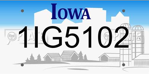 1IG5102 Iowa License Plate
