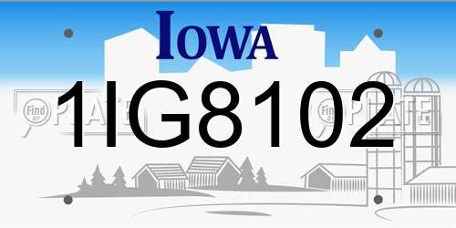1IG8102 Iowa License Plate