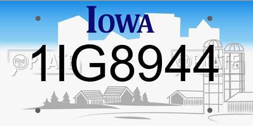 1IG8944 Iowa License Plate