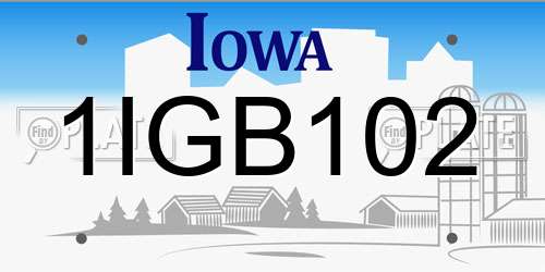1IGB102 Iowa License Plate