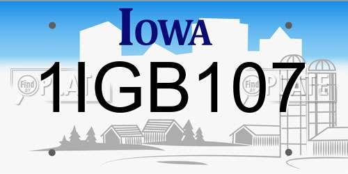 1IGB107 Iowa License Plate