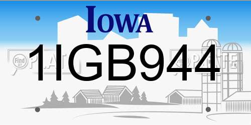 1IGB944 Iowa License Plate