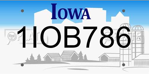 1IOB786 Iowa License Plate