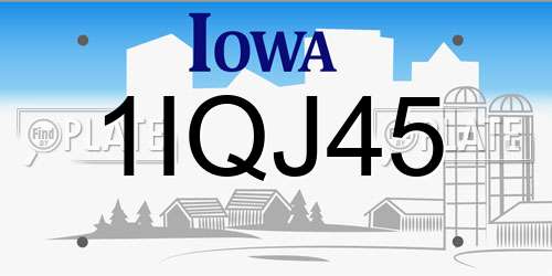 1IQJ45 Iowa License Plate