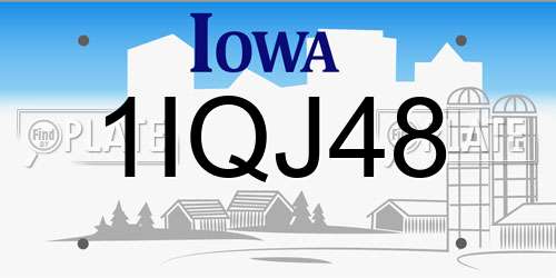 1IQJ48 Iowa License Plate