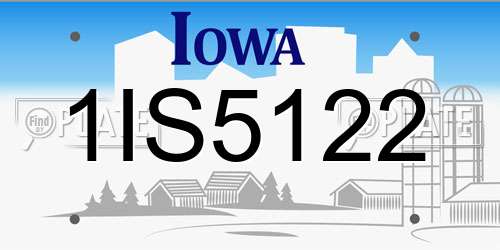 1IS5122 Iowa License Plate