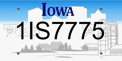 1IS7775 Iowa License Plate