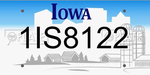 1IS8122 Iowa License Plate