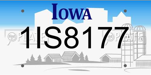 1IS8177 Iowa License Plate