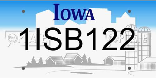 1ISB122 Iowa License Plate