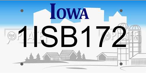 1ISB172 Iowa License Plate