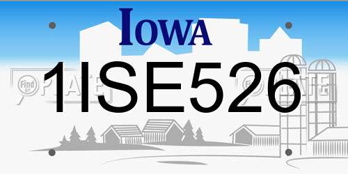 1ISE526 Iowa License Plate