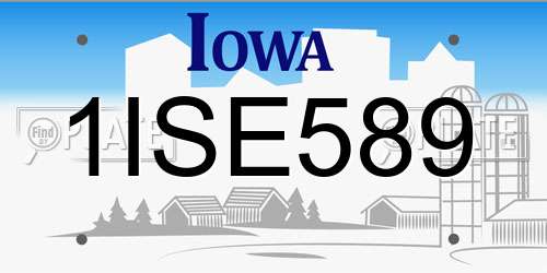 1ISE589 Iowa License Plate