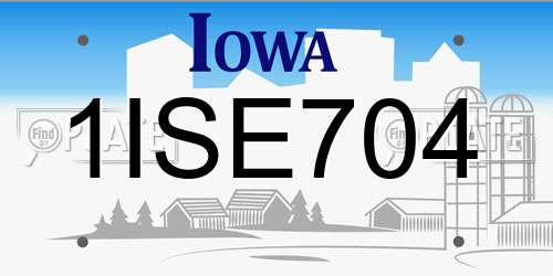 1ISE704 Iowa License Plate