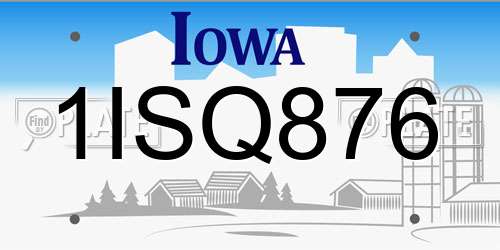 1ISQ876 Iowa License Plate