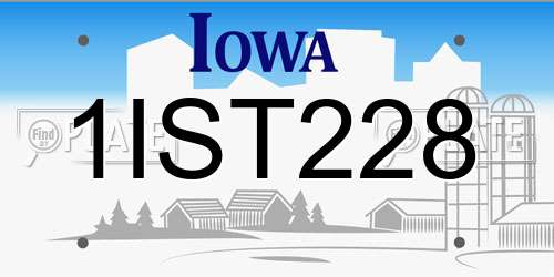 1IST228 Iowa License Plate