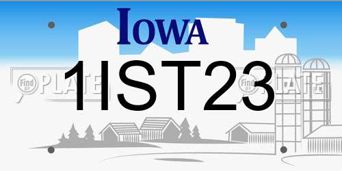 1IST23 Iowa License Plate
