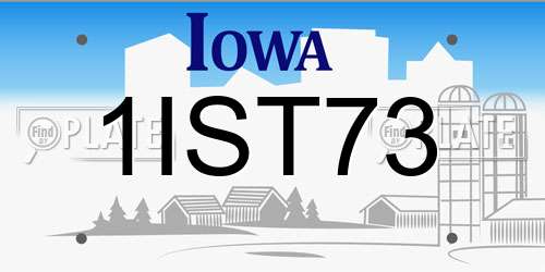 1IST73 Iowa License Plate