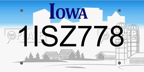 1ISZ778 Iowa License Plate