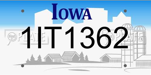 1IT1362 Iowa License Plate
