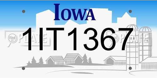 1IT1367 Iowa License Plate