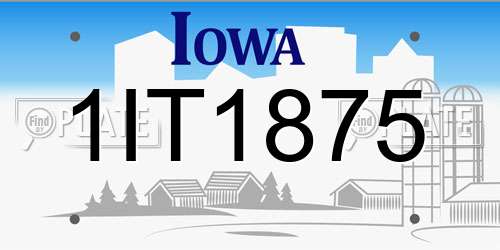 1IT1875 Iowa License Plate