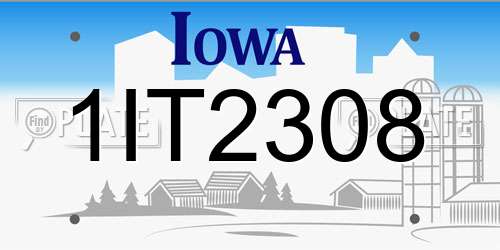 1IT2308 Iowa License Plate