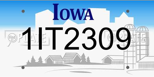 1IT2309 Iowa License Plate