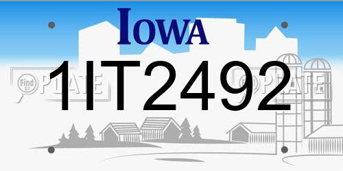 1IT2492 Iowa License Plate
