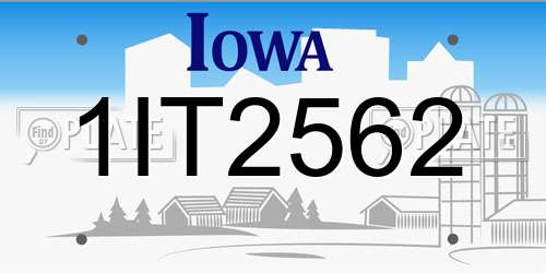 1IT2562 Iowa License Plate