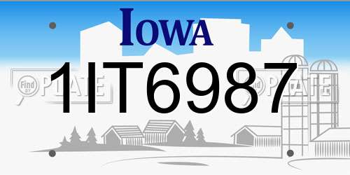 1IT6987 Iowa License Plate