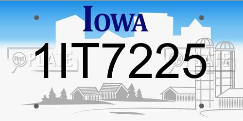 1IT7225 Iowa License Plate